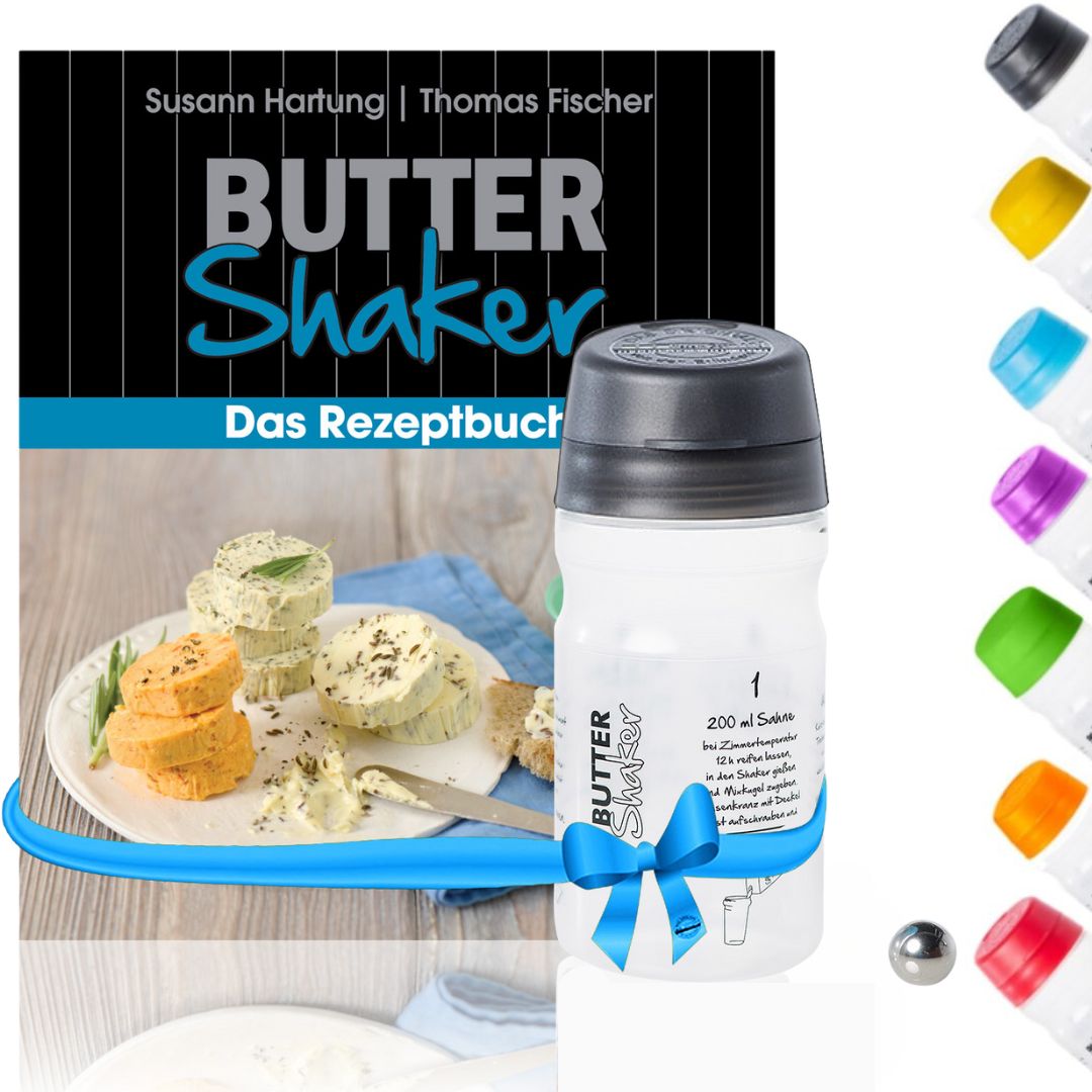 Butter-Shaker & Rezeptbuch-Set